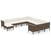 Set Divani da Giardino 12 pz con Cuscini in Polyrattan Marrone cod mxl 38446