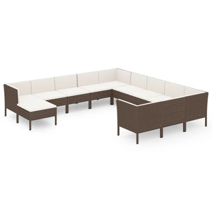 Set Divani da Giardino 12 pz con Cuscini in Polyrattan Marrone cod mxl 38446