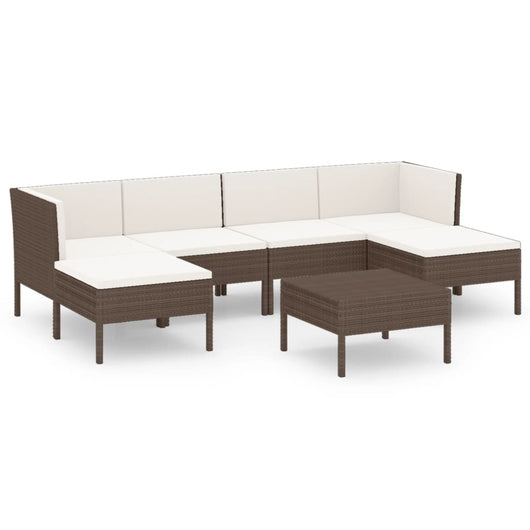 Set Divani da Giardino 7 pz con Cuscini in Polyrattan Marrone 3094535