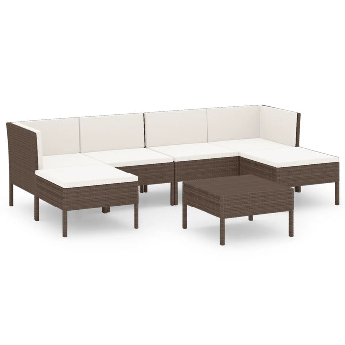 Set Divani da Giardino 7 pz con Cuscini in Polyrattan Marrone 3094535