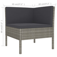 Set Divani da Giardino 10 pz con Cuscini in Polyrattan Grigio 3094554