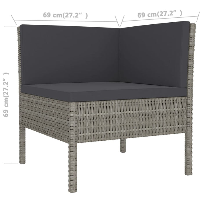Set Divani da Giardino 10 pz con Cuscini in Polyrattan Grigio 3094554