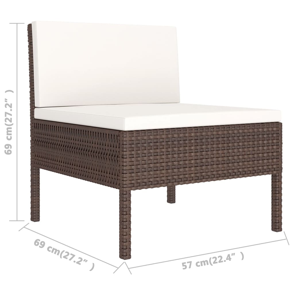 Set Divani da Giardino 11 pz con Cuscini in Polyrattan Marrone 3094571