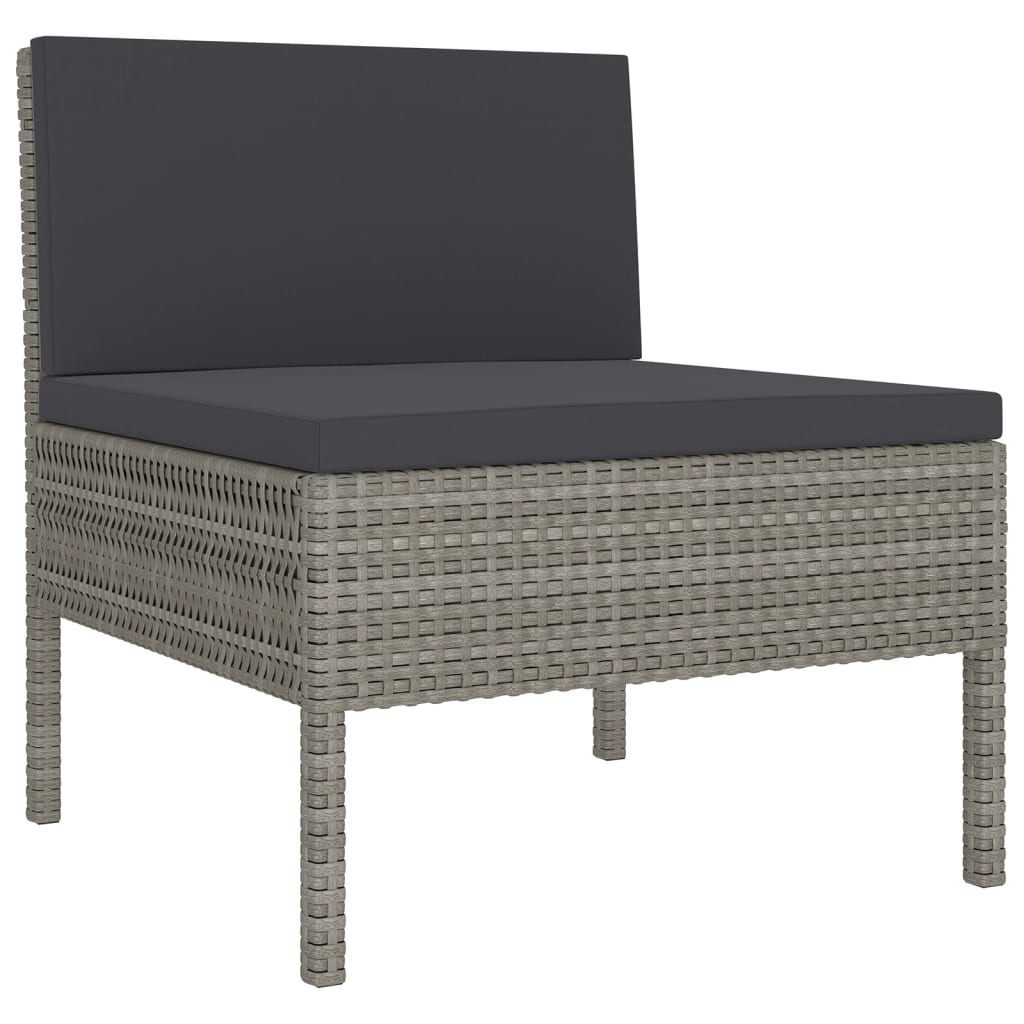 Set Divani da Giardino 11 pz con Cuscini in Polyrattan Grigio 3094574