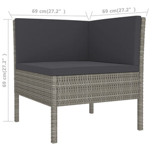 Set Divani da Giardino 11 pz con Cuscini in Polyrattan Grigio 3094574