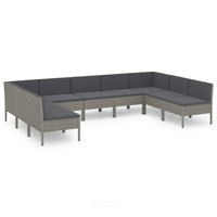 Set Divani da Giardino 9 pz con Cuscini in Polyrattan Grigio 3094598