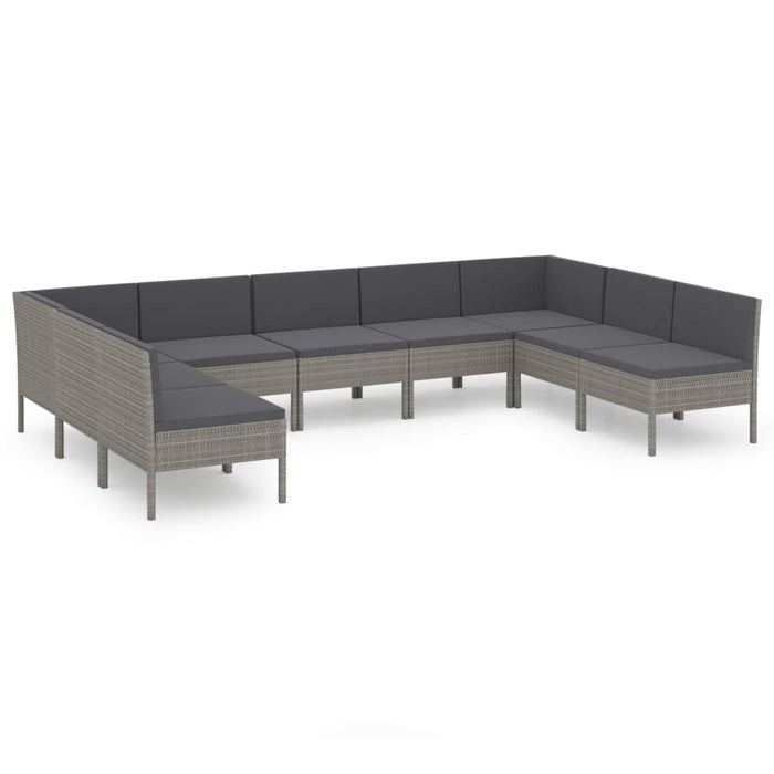 Set Divani da Giardino 9 pz con Cuscini in Polyrattan Grigio 3094598