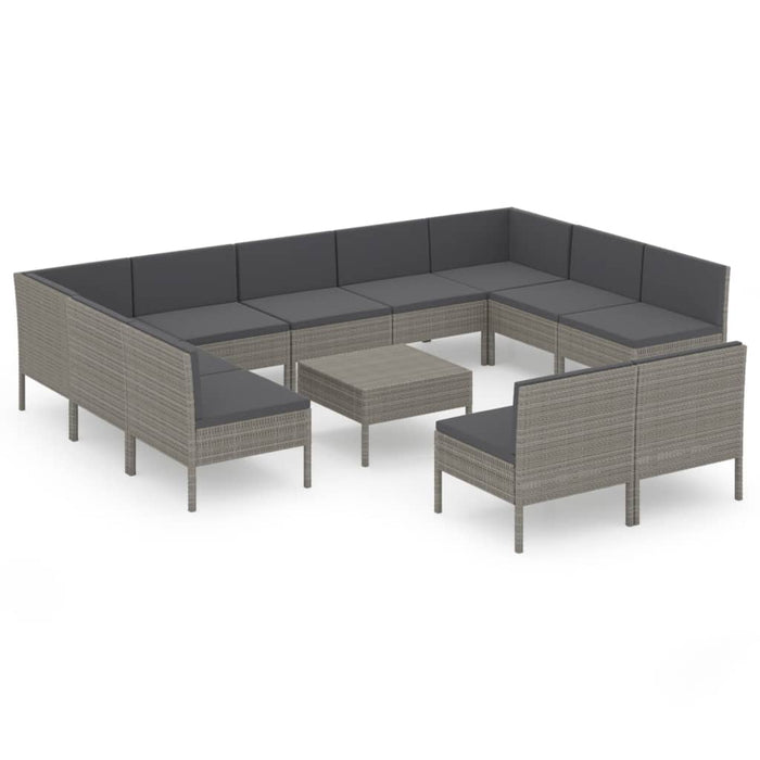 Set Divani da Giardino 12 pz con Cuscini in Polyrattan Grigio 3094610