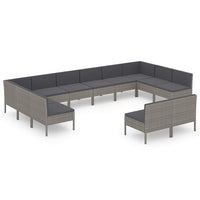 Set Divani da Giardino 12 pz con Cuscini in Polyrattan Grigio 3094614