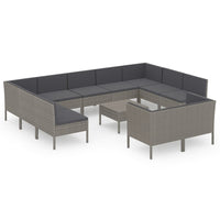 Set Divani da Giardino 12 pz con Cuscini in Polyrattan Grigio 3094622