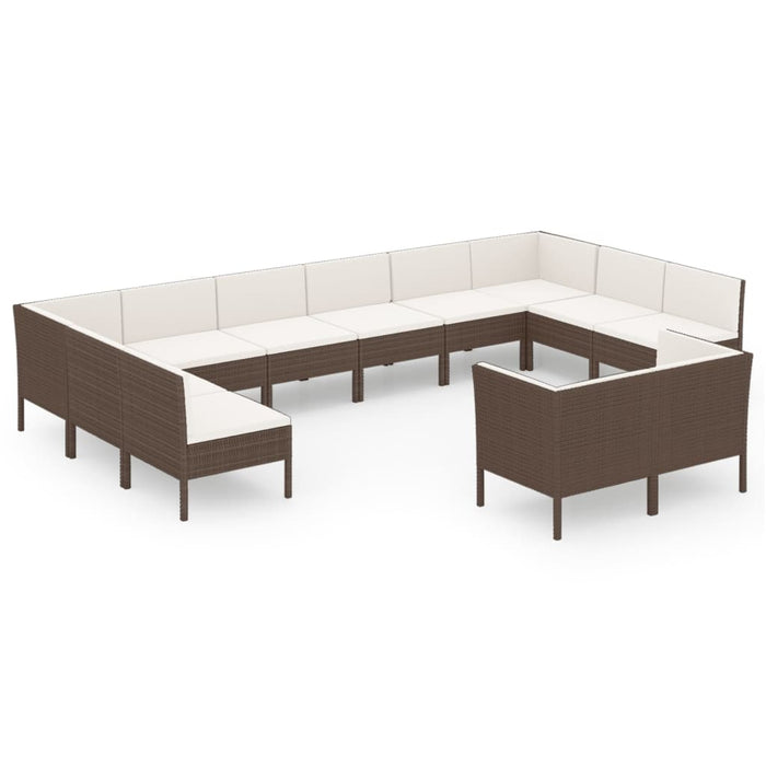 Set Divani da Giardino 12 pz con Cuscini in Polyrattan Marrone cod mxl 38523