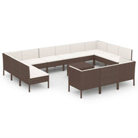 Set Divani da Giardino 14 pz con Cuscini in Polyrattan Marrone cod mxl 38532