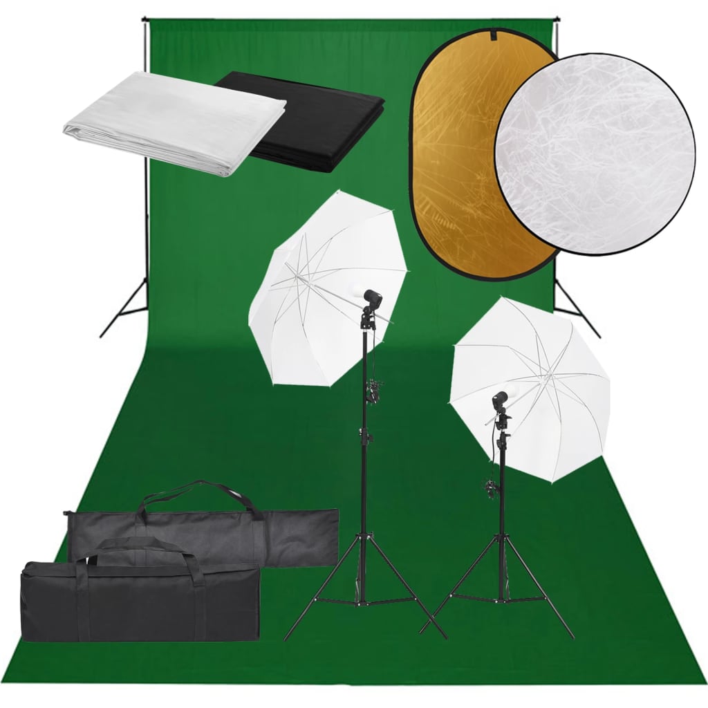 Kit per studio fotografico con fondale luminoso e riflettore nero 02_0042470