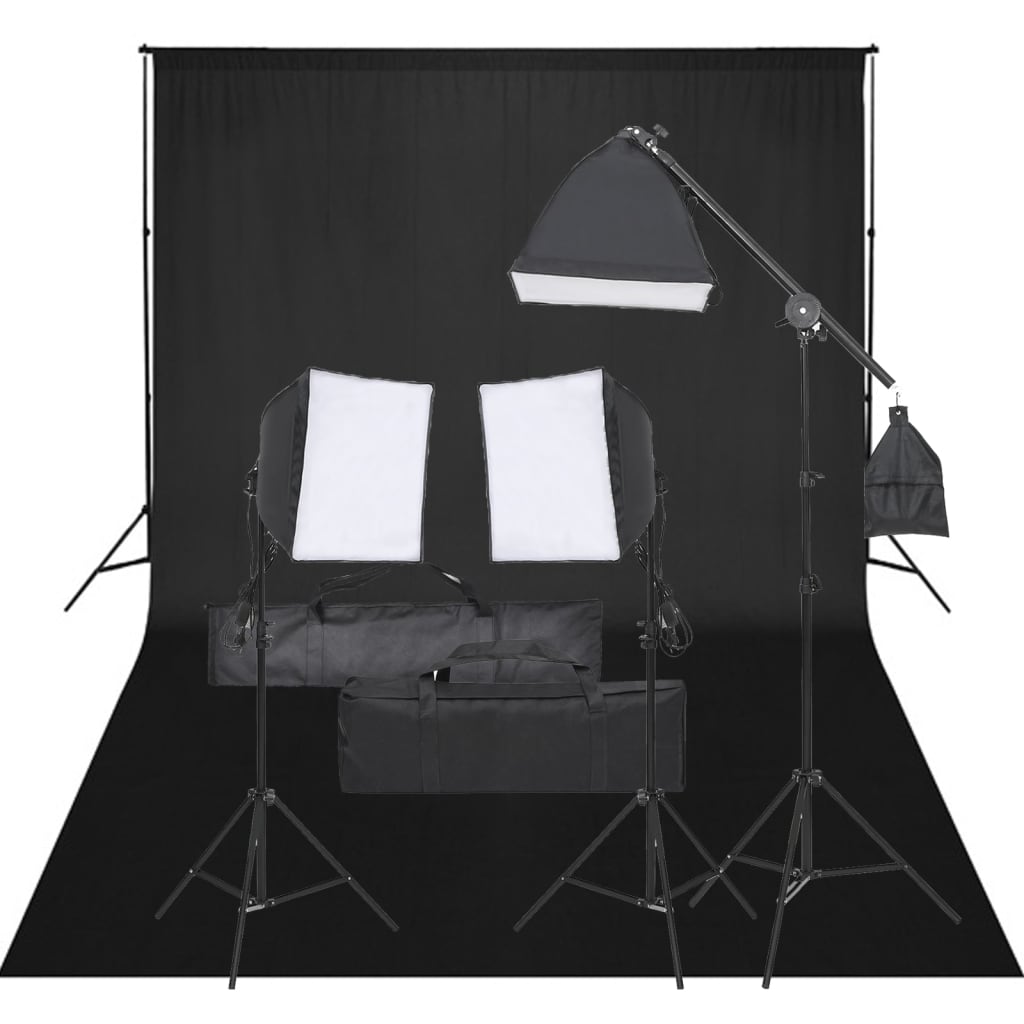 Kit studio fotografico con illuminazione e fondale nero 02_0042407