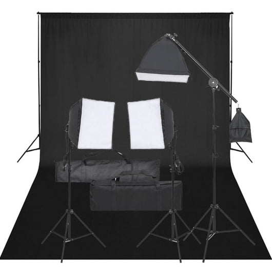 Kit studio fotografico con illuminazione e fondale nero 02_0042407