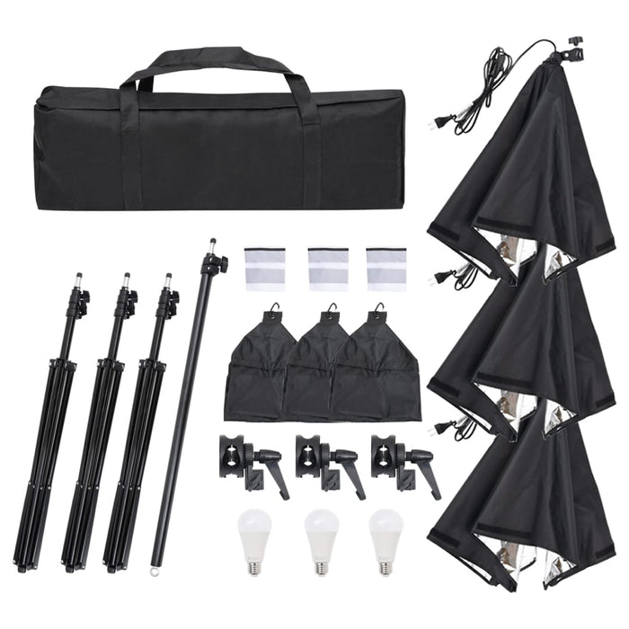 Kit per studio fotografico con fondale luminoso e riflettore nero 02_0042445