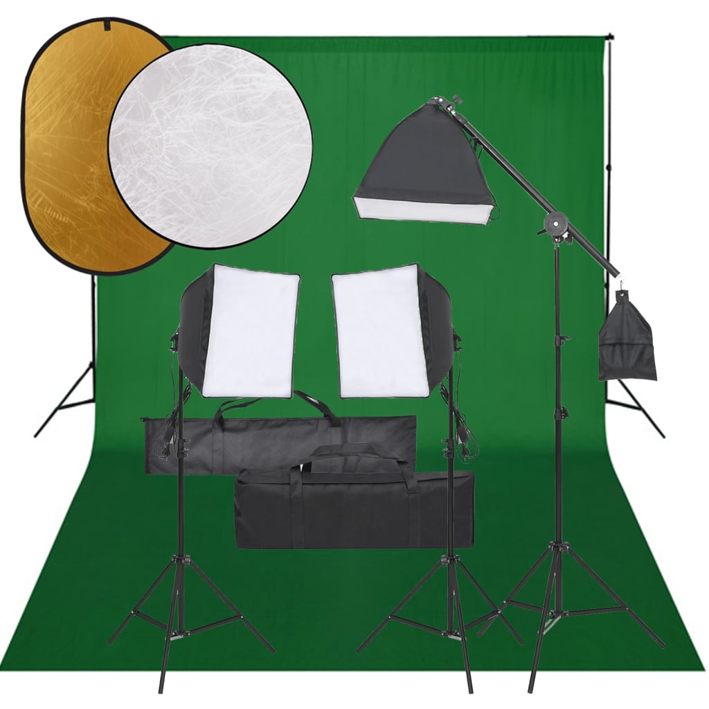 Kit per studio fotografico con fondale luminoso e riflettore nero 02_0042456
