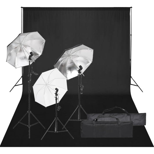 Kit studio fotografico con illuminazione e fondale nero 02_0042410