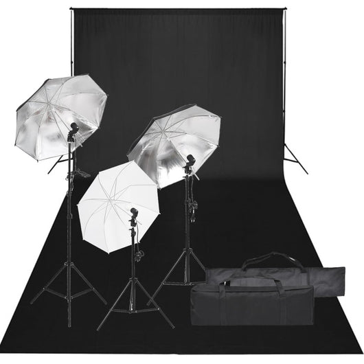 Kit studio fotografico con illuminazione e fondale nero 02_0042416
