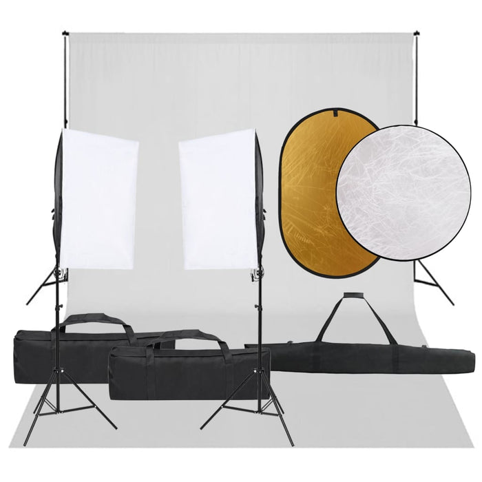 Kit per studio fotografico con fondale luminoso e riflettore nero 02_0042447
