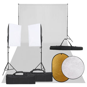 Kit per studio fotografico con fondale luminoso e riflettore nero 02_0042459