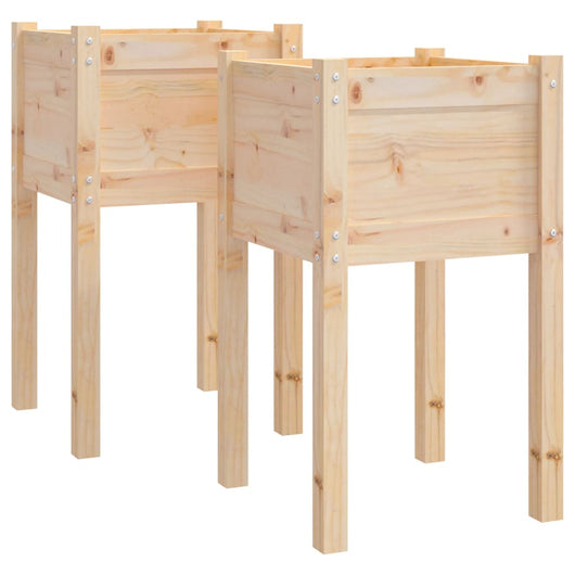 Vaso per aiuole rialzate vassoio piante fiori giardino esterno terrazze set da 2 40 x 40 x 70 cm legno massello di pino marrone 02_0038899