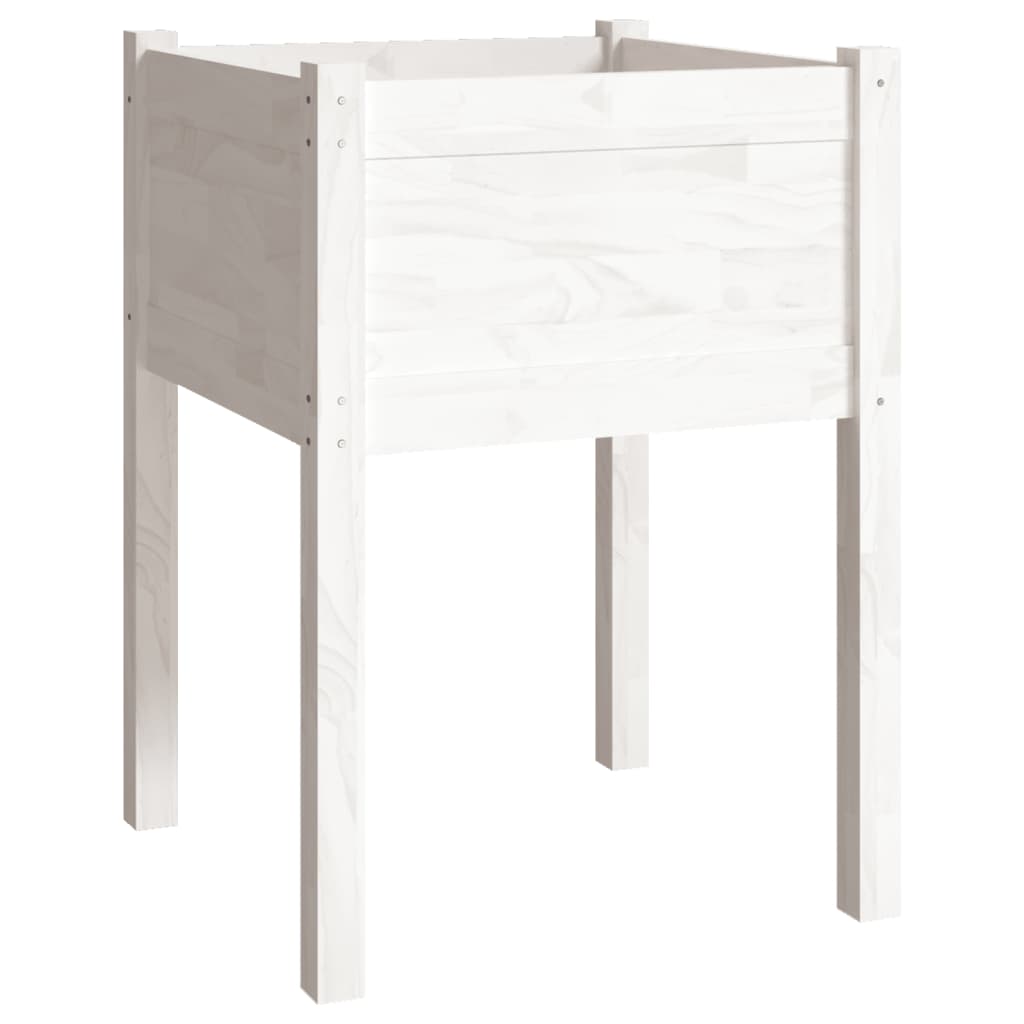 Vaso per fioriera aiuola rialzata piante fiori giardino terrazze set da 2 50 x 50 x 70 cm legno di pino massiccio bianco 02_0038994