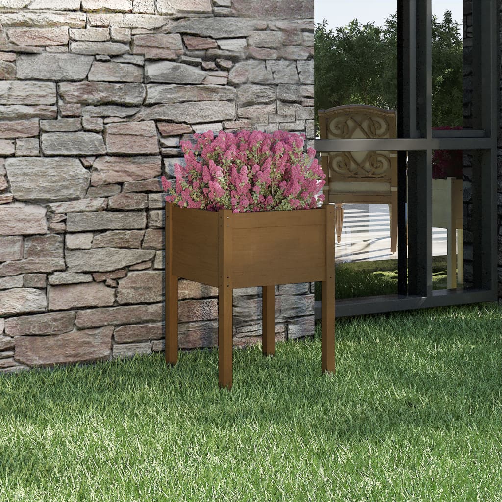 Fioriera Giardino Marrone Ambra 50x50x70 cm Legno Massello Pino 810805