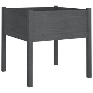 Vaso per fioriera aiuola rialzata piante fiori giardino terrazze set da 2 70 x 70 x 70 cm legno di pino massiccio grigio 02_0039004