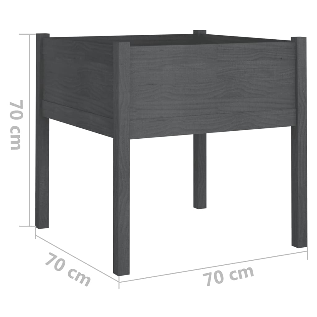 Vaso per fioriera aiuola rialzata piante fiori giardino terrazze set da 2 70 x 70 x 70 cm legno di pino massiccio grigio 02_0039004