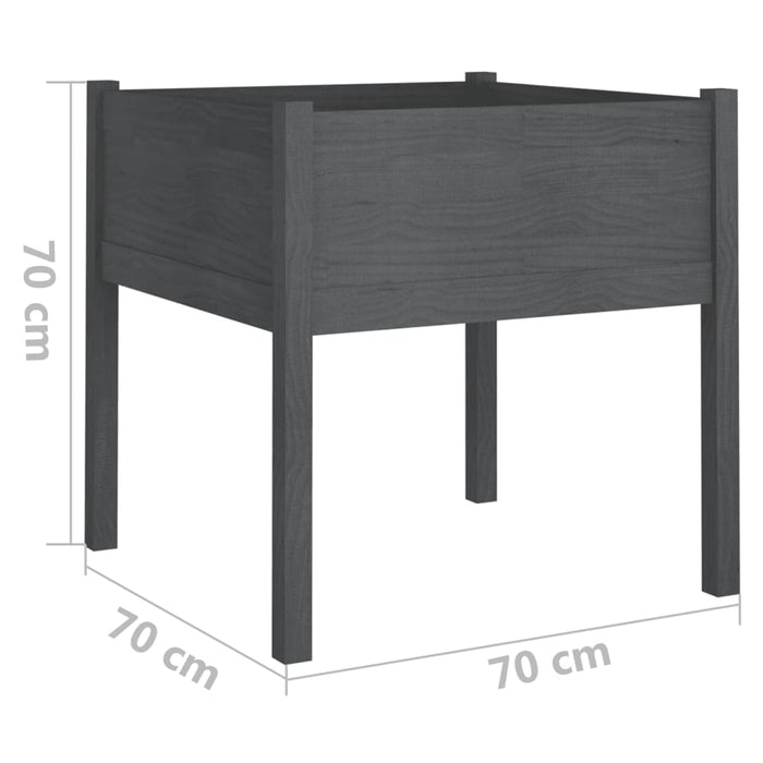 Vaso per fioriera aiuola rialzata piante fiori giardino terrazze set da 2 70 x 70 x 70 cm legno di pino massiccio grigio 02_0039004