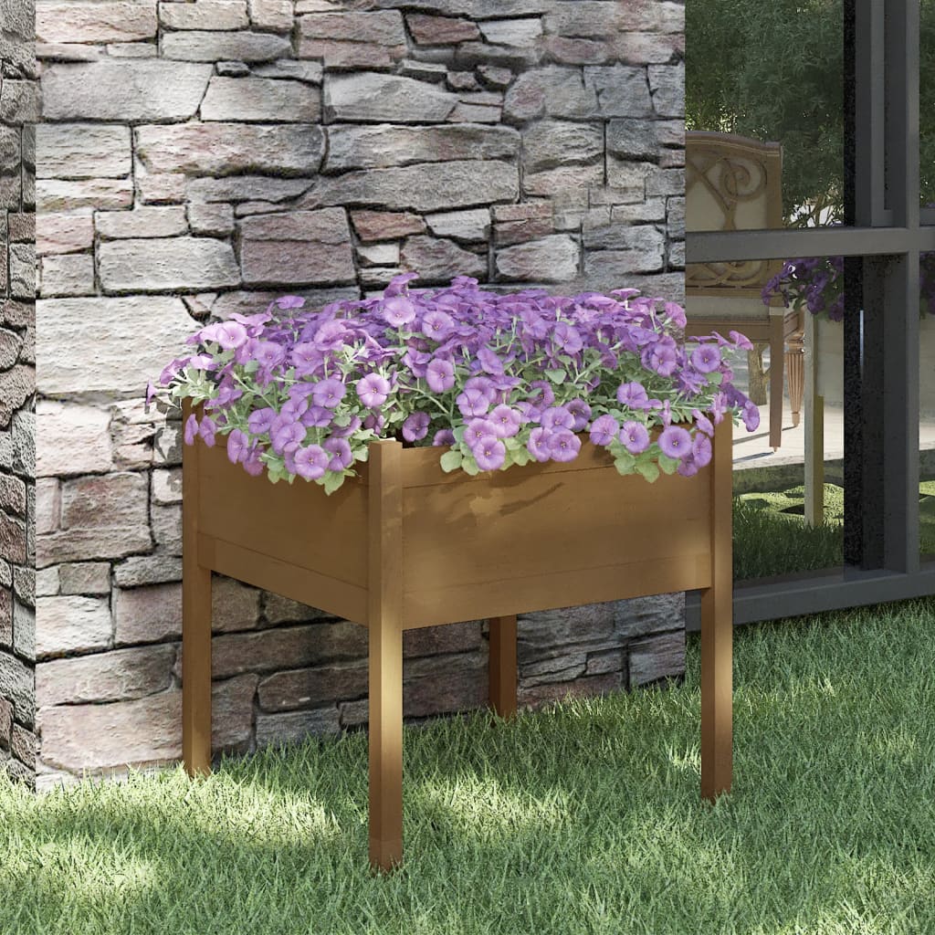 Fioriera Giardino Marrone Ambra 70x70x70 cm Legno Massello Pino