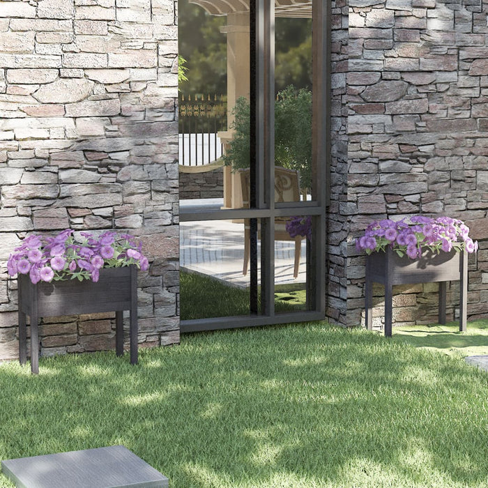 Fioriere da Giardino 2 pz Grigie 70x31x70 cm in Legno di Pino 810824