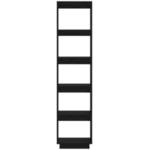 Libreria/Divisorio Nero 40x35x167 cm in Legno Massello di Pino 810858
