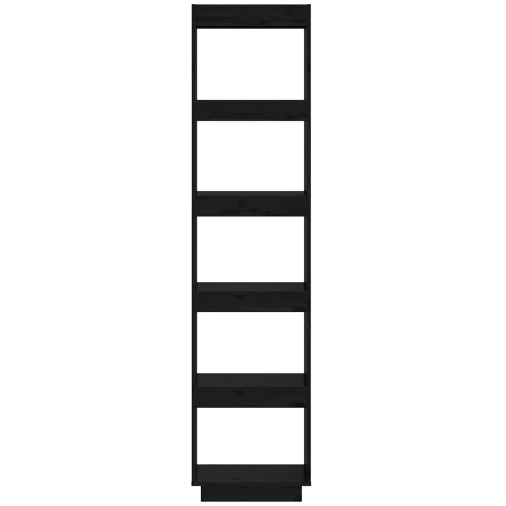 Libreria/Divisorio Nero 40x35x167 cm in Legno Massello di Pino 810858