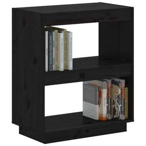 Libreria Nera 60x35x71 cm in Legno Massello di Pino 810863