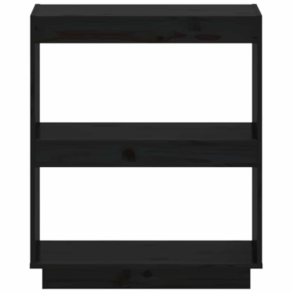 Libreria Nera 60x35x71 cm in Legno Massello di Pino 810863