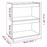 Libreria Nera 60x35x71 cm in Legno Massello di Pino 810863
