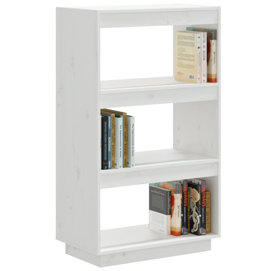 Libreria/Divisorio Bianco 60x35x103cm in Legno Massello di Pino 810865