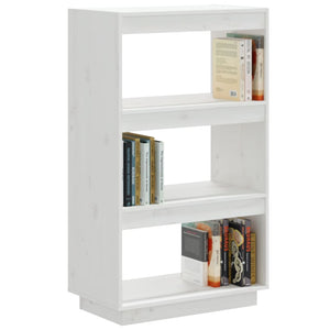 Libreria/Divisorio Bianco 60x35x103cm in Legno Massello di Pino 810865