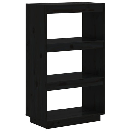 Libreria/Divisorio Nero 60x35x103 cm in Legno Massello di Pino 810868