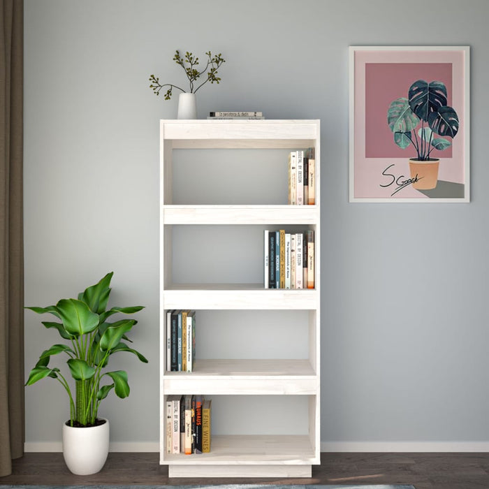Libreria/Divisorio Bianco 60x35x135 cm Legno Massello di Pino 810870