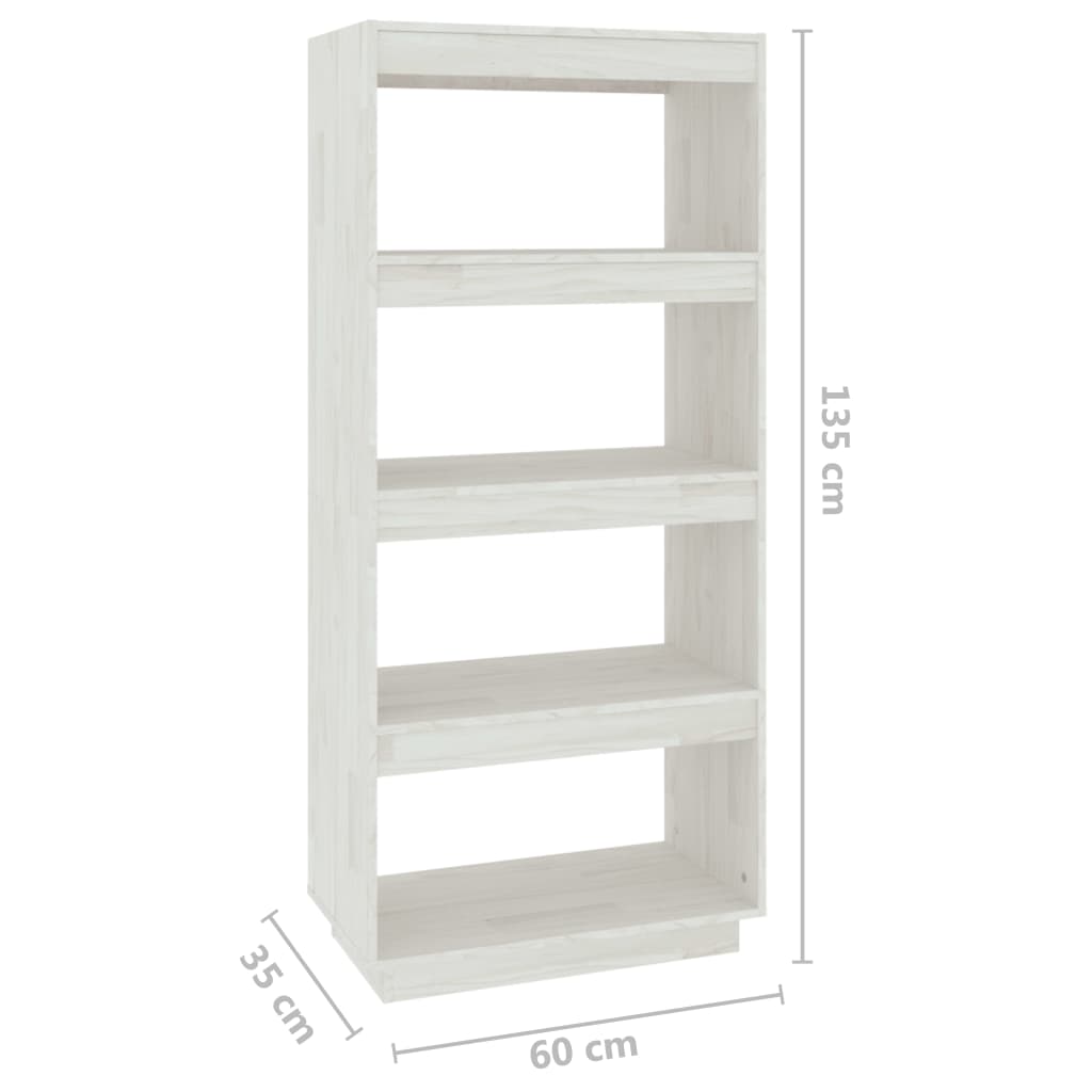 Libreria/Divisorio Bianco 60x35x135 cm Legno Massello di Pino 810870