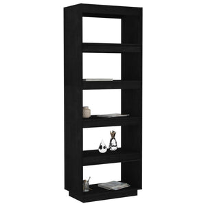 Libreria/Divisorio Nero 60x35x167 cm in Legno Massello di Pino 810878