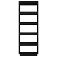 Libreria/Divisorio Nero 60x35x167 cm in Legno Massello di Pino 810878