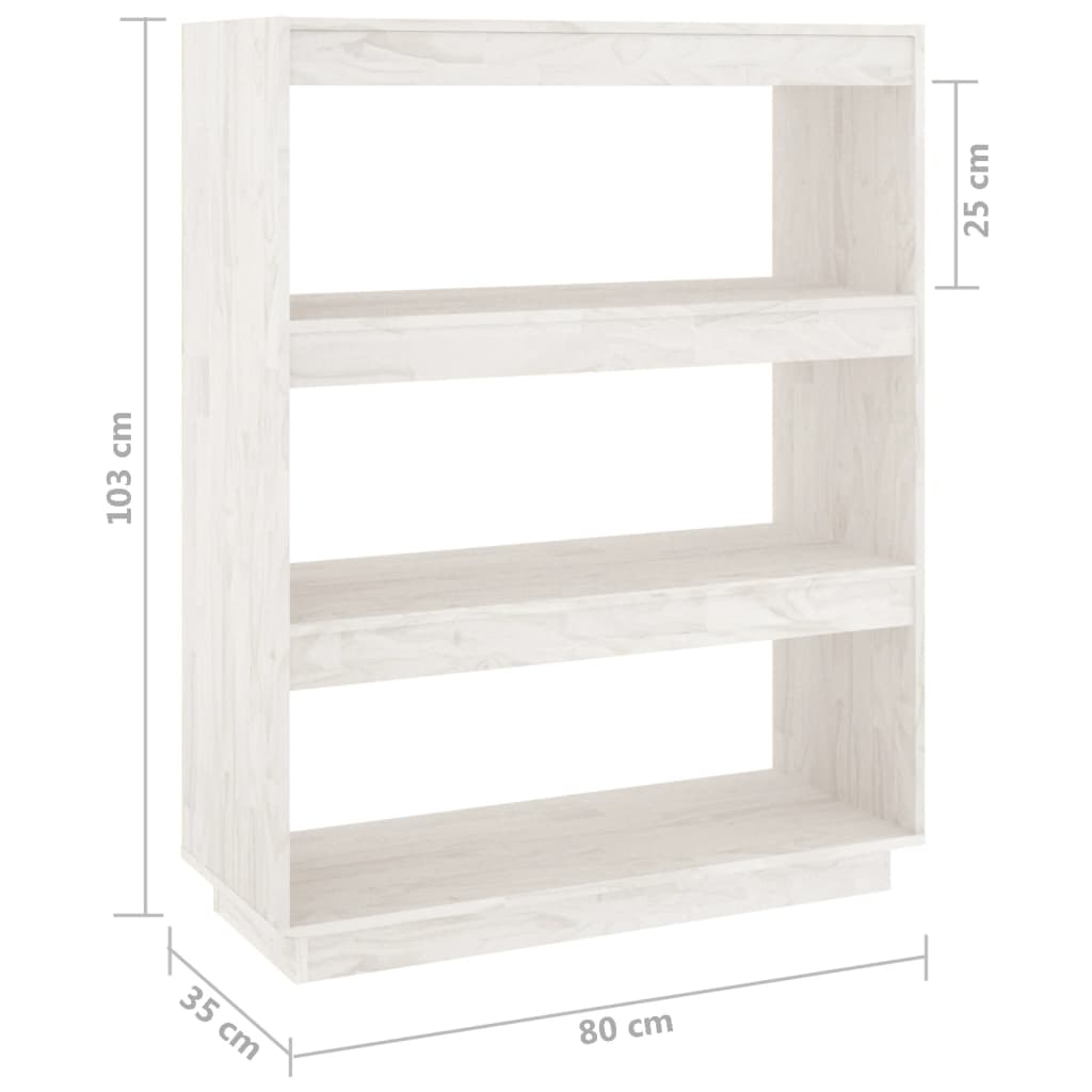 Libreria/Divisorio Bianco 80x35x103 cm Legno Massello di Pino 810885