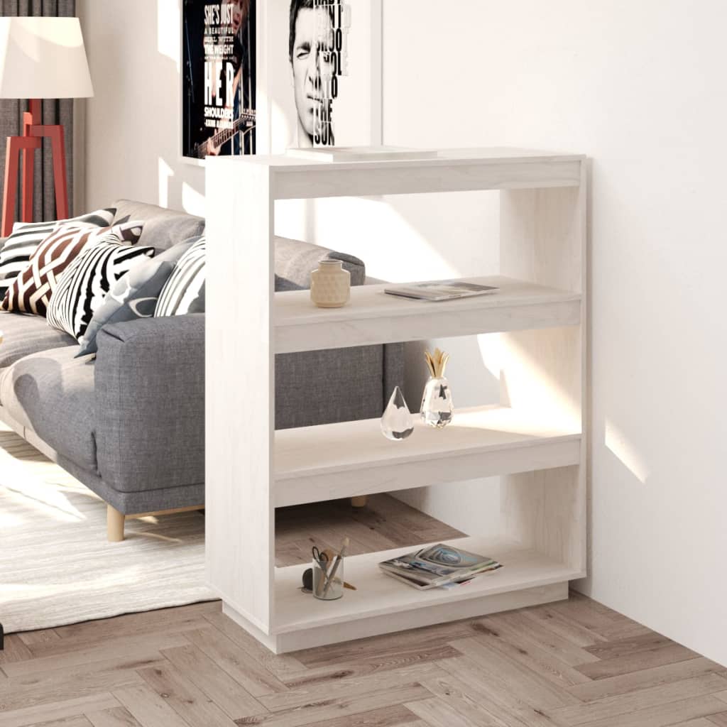 Libreria/Divisorio Bianco 80x35x103 cm Legno Massello di Pino 810885