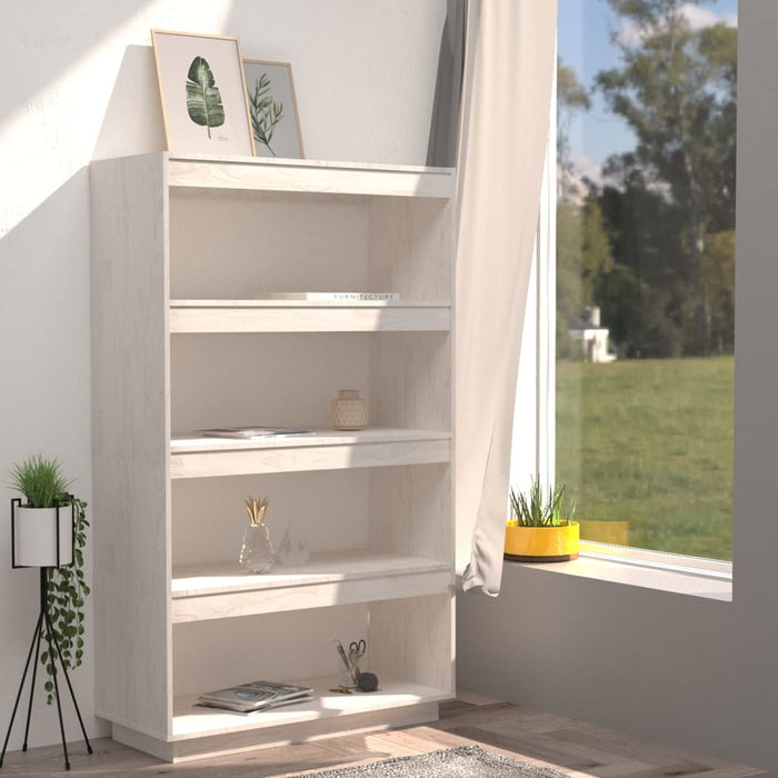 Libreria/Divisorio Bianco 80x35x135 cm Legno Massello di Pino 810890