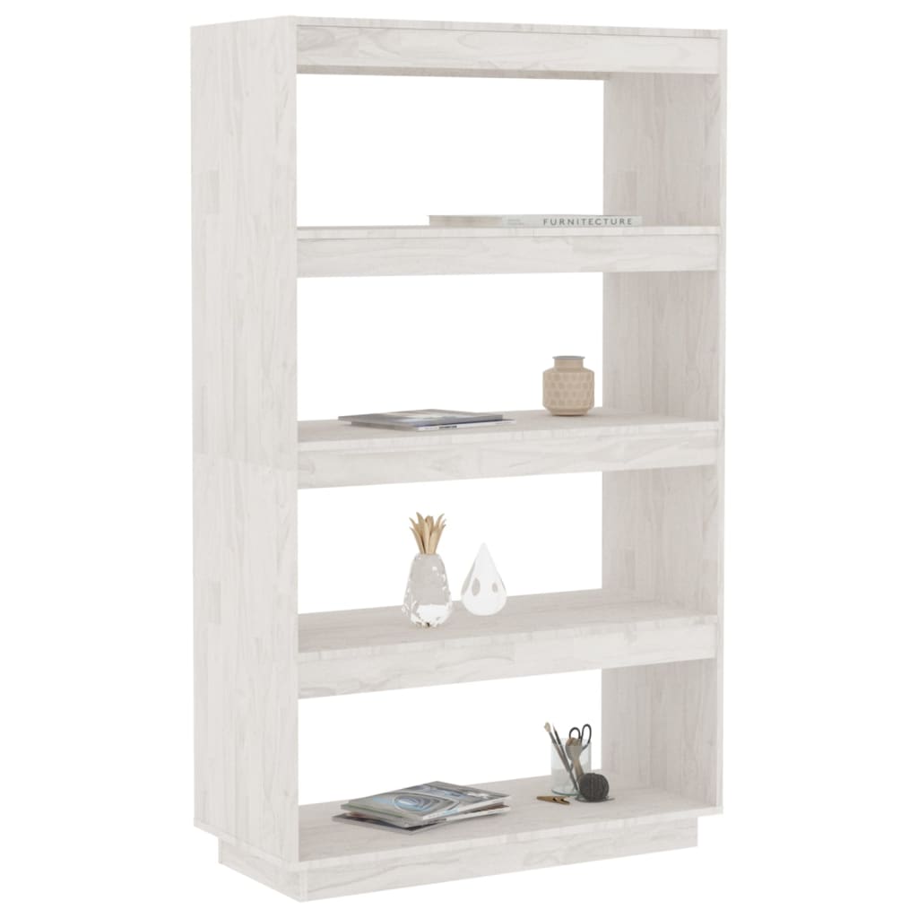 Libreria/Divisorio Bianco 80x35x135 cm Legno Massello di Pino 810890