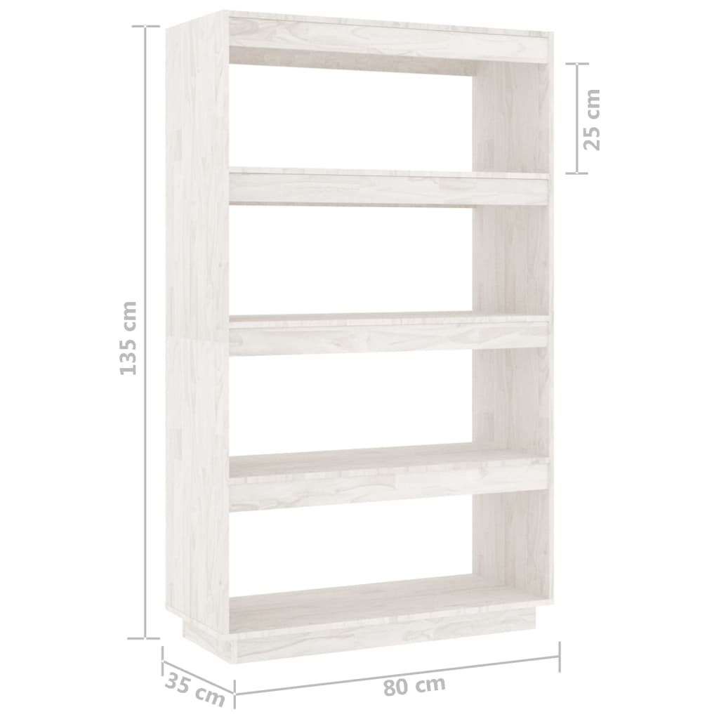 Libreria/Divisorio Bianco 80x35x135 cm Legno Massello di Pino 810890